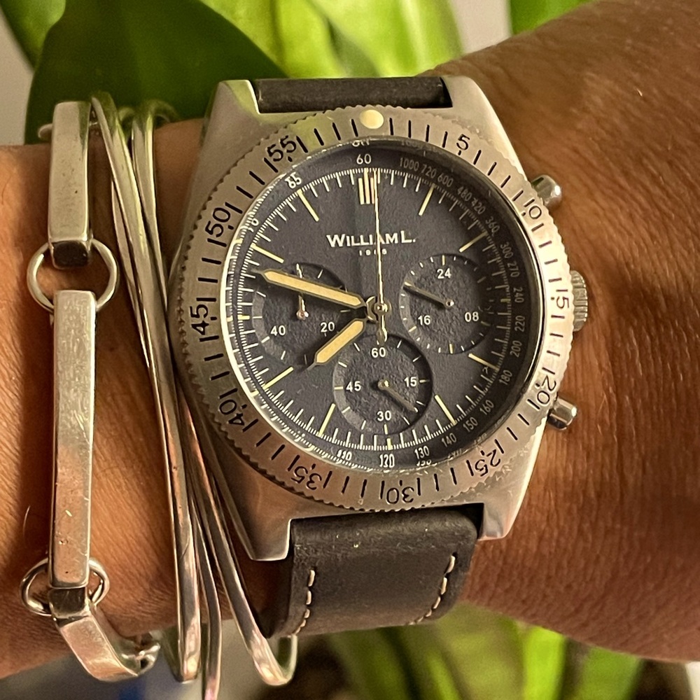 Silver and Black Chronograph Watch